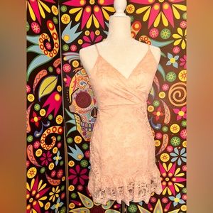 Short Pink Floral Lace Dress